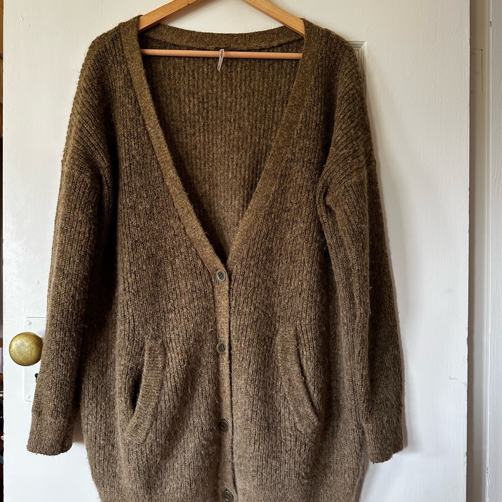Free People Brown Cardigan Sweater